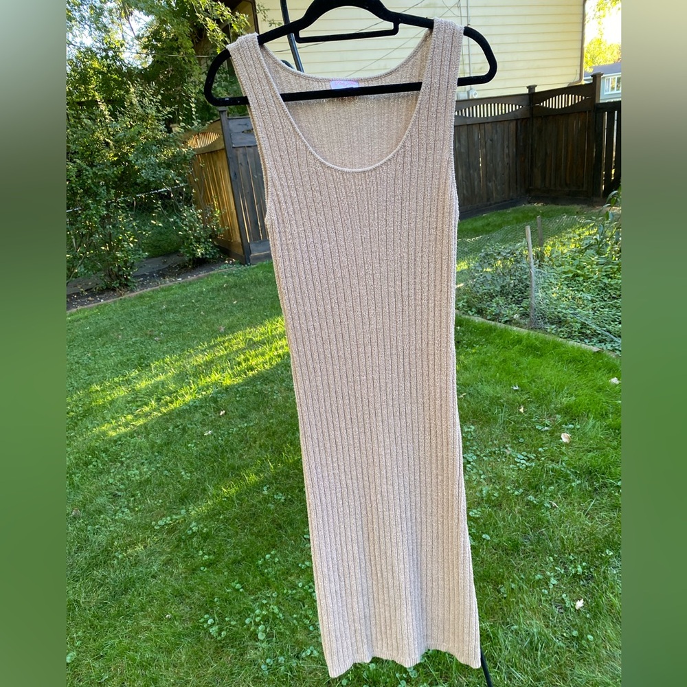 Pink lily tan knit dress